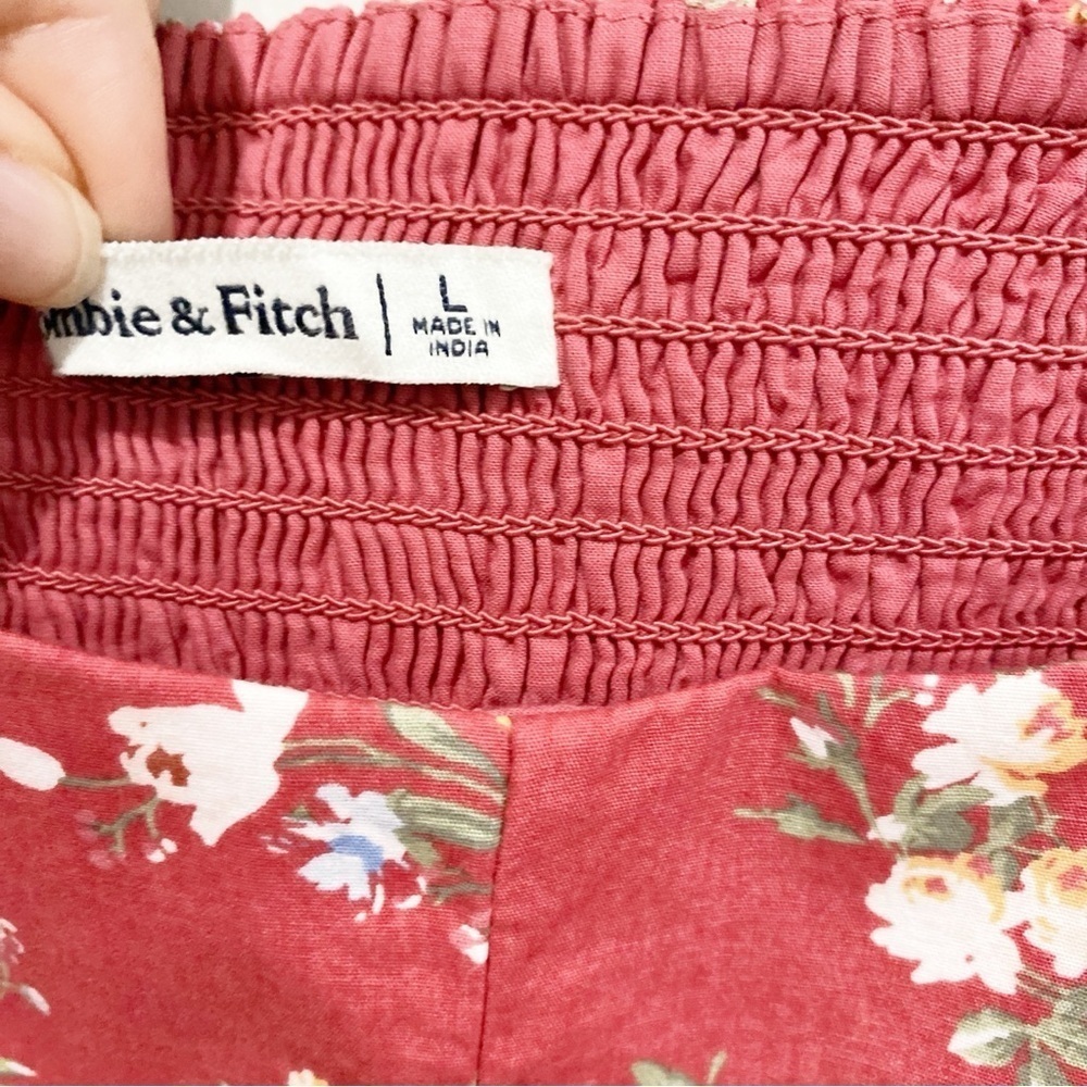Abercrombie & Fitch Pink Floral Puff Sleeve Crop Top - Picture 7 of 8